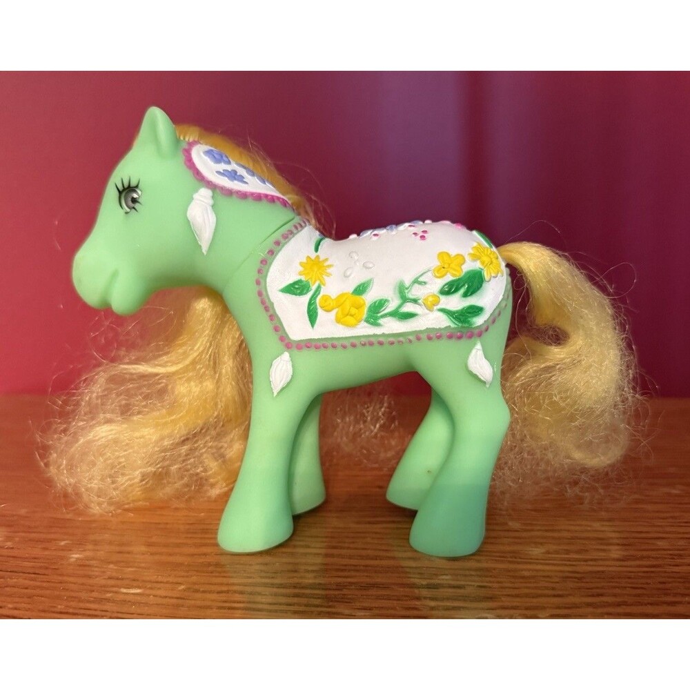 GIGO CAROUSEL CIRCUS PONY green with flowers Merry Go Round MLP Fakie VINTAGE